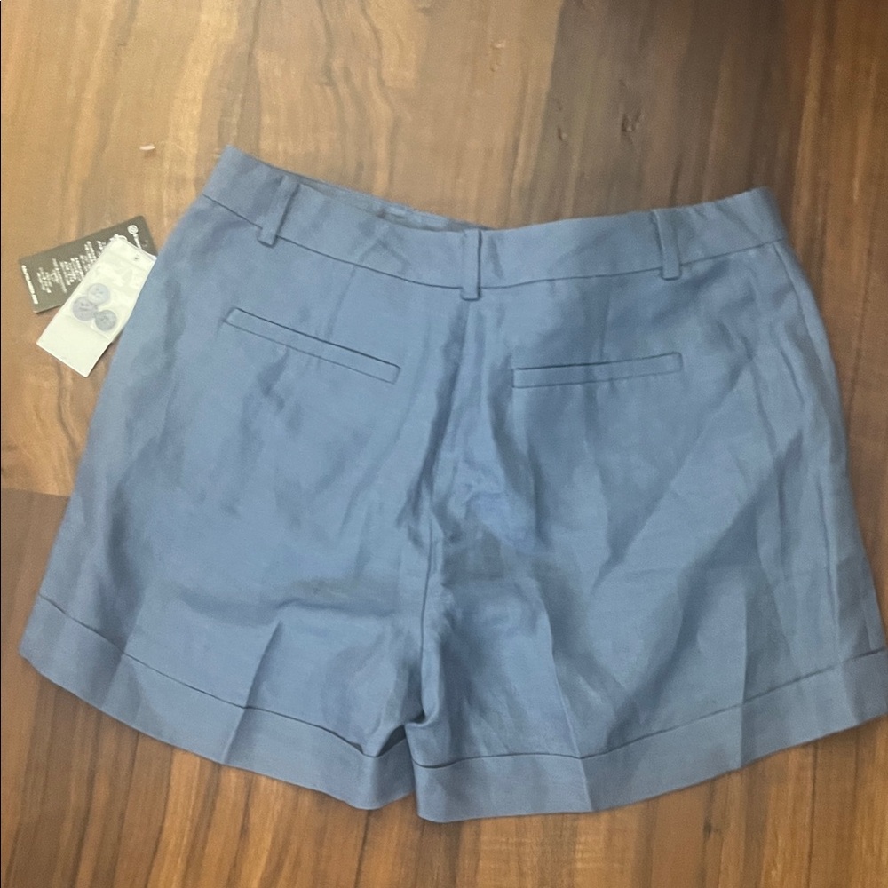 New Lauren Ralph Lauren Slate Blue Tailored Women's Shorts size 6 viscose+linen - Picture 9 of 10